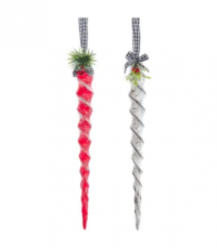 ORN 8.95" ICICLE W/GINGHM R OR W