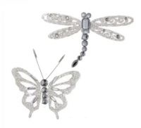 ORN BUTFLY/DRAGON ACRY 5"SILV EA