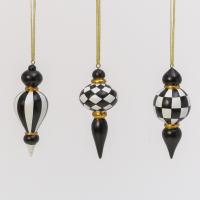 ORN 4.9"H RESIN PLAID B&W 3A EA