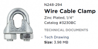 CLAMP CABLE 1/4" ZINC 2PK.