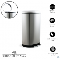 WASTECAN 40L DELUXE SEMI RND S/S