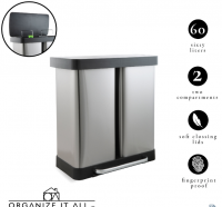 WASTECAN 60L RECYCLE DUAL S/CLOS