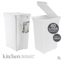 CAN WASTE 40L WH W/LID