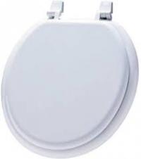 SEAT TOILET RND WOOD WHITE