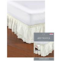 RUFFLE BED EYELET Q/K WHT/BEIGE