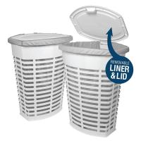 HAMPER LAUNDRY PALM W/LID LINER