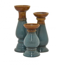 HOLDERS CANDLE BLUE/BROWN