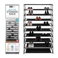 RACK SHOE 10 TIER WOVEN BLACK