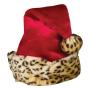 HAT SANTA RED 17" W/LEOPARD TRIM