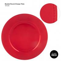 CHARGER PLATE 13" BEADED RED