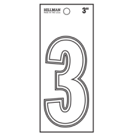 NUMBER-3 3" WHITE DIE CUT VINYL