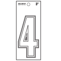 NUMBER-4 3" WHITE DIE CUT VINYL