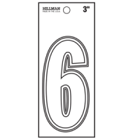 NUMBER-6 3" WHITE DIE CUT VINYL