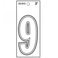 NUMBER-9 3" WHITE DIE CUT VINYL