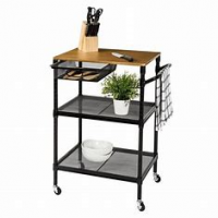 CART KITCHEN W/CUTTING BOARD BLK