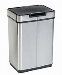 CAN STEP RECTANGLE 50L W/LID S/S